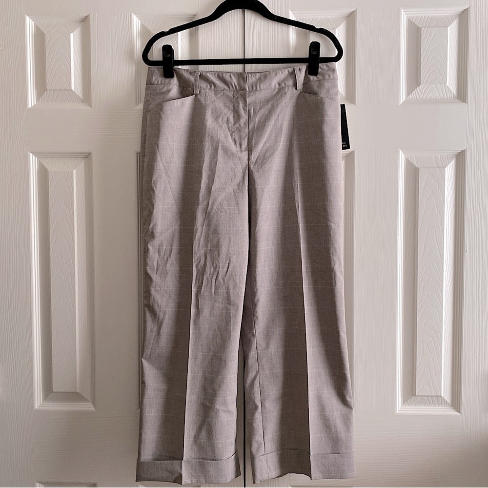 VALERIE STEVENS PLAID CROPPED STRAIGHT LEG PANTS PREPPY OFFICE Brown 12